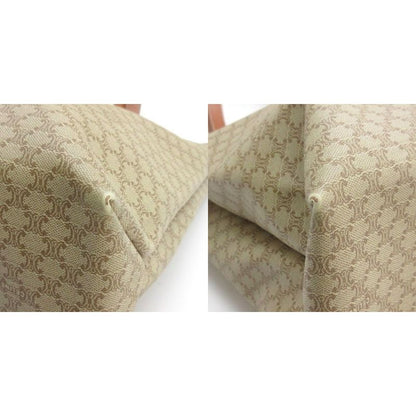 Celine Macadam Pattern Tote Bag Logo Shape Pressed All Beige