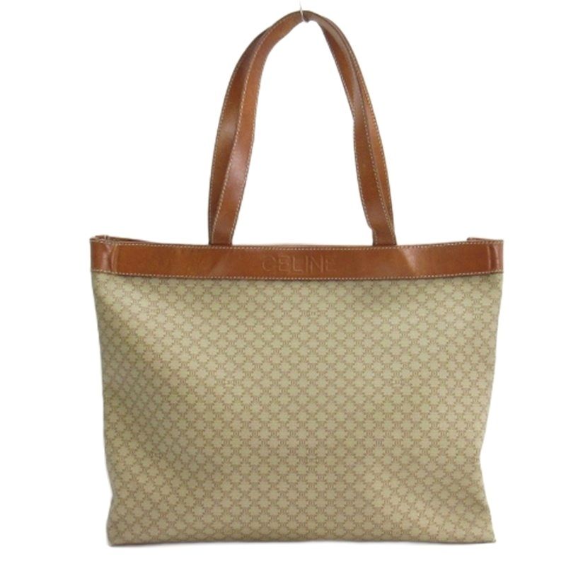Celine Macadam Pattern Tote Bag Logo Shape Pressed All Beige