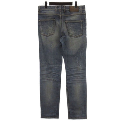 Gucci Denim Pants Jeans Damaged Leather Patches 369032 Indigo 44