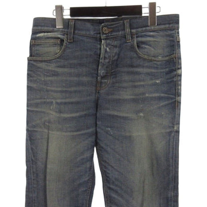 Gucci Denim Pants Jeans Damaged Leather Patches 369032 Indigo 44
