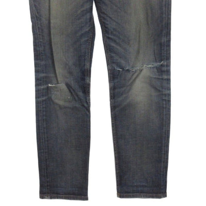 Gucci Denim Pants Jeans Damaged Leather Patches 369032 Indigo 44