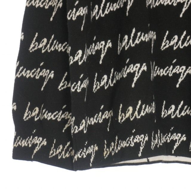 Balenciaga 20AW Scribble Jacquard Logo Oversized Knit Sweater Long Sleeve S