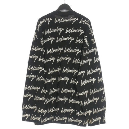 Balenciaga 20AW Scribble Jacquard Logo Oversized Knit Sweater Long Sleeve S
