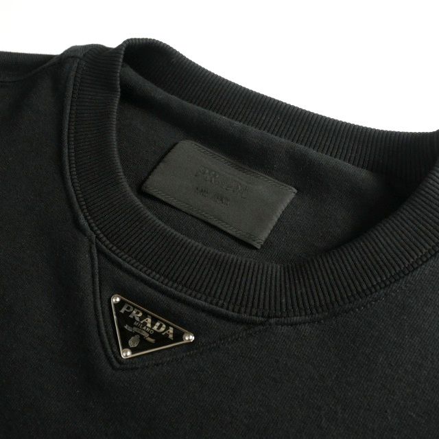 Prada 23AW Triangle Logo Crew Neck Oversized Sweatshirt Long Sleeve M Black