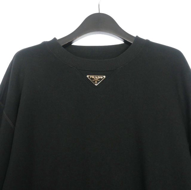 Prada 23AW Triangle Logo Crew Neck Oversized Sweatshirt Long Sleeve M Black