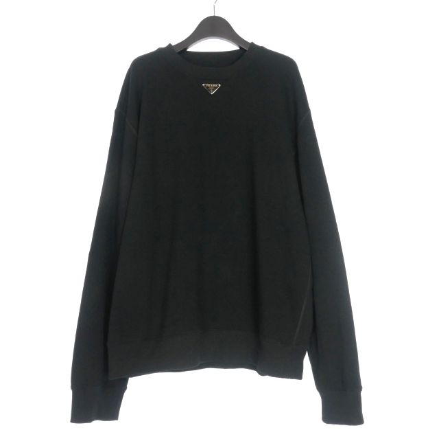 Prada 23AW Triangle Logo Crew Neck Oversized Sweatshirt Long Sleeve M Black