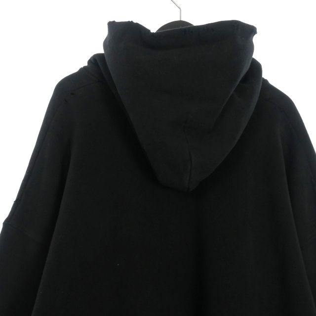 Balenciaga 21AW FREE Damaged Oversized Hoodie Long Sleeve XXS Black 661711