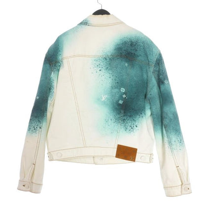 Louis Vuitton 23SS Spray Monogram Denim Trucker Jacket Blouson 46 White Blue