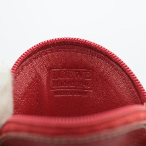 Loewe Coin Case Leather Round Shape Round Anagram Shape Push Red Xz-oh-gy11