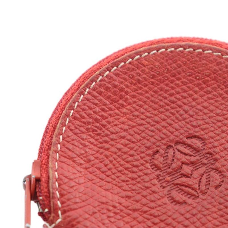 Loewe Coin Case Leather Round Shape Round Anagram Shape Push Red Xz-oh-gy11
