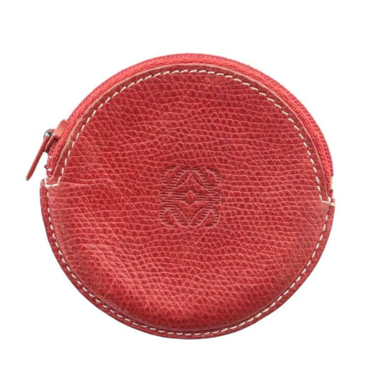Loewe Coin Case Leather Round Shape Round Anagram Shape Push Red Xz-oh-gy11