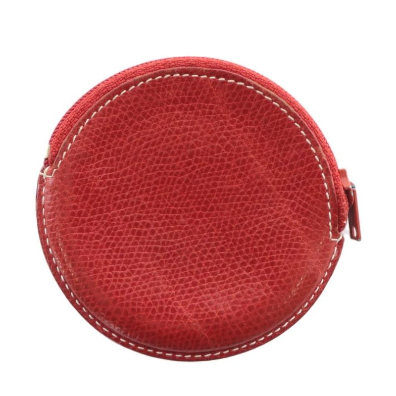 Loewe Coin Case Leather Round Shape Round Anagram Shape Push Red Xz-oh-gy11