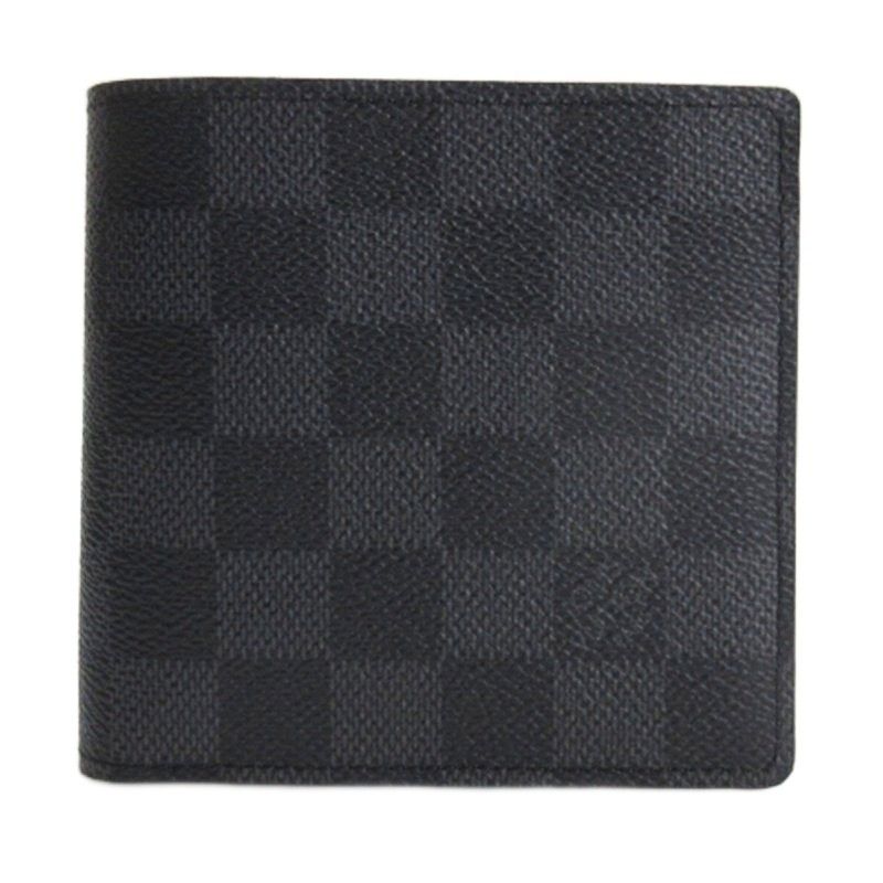 Louis Vuitton Damier Graphite Portefeuille Marco Bifold Wallet N62664 Black AA