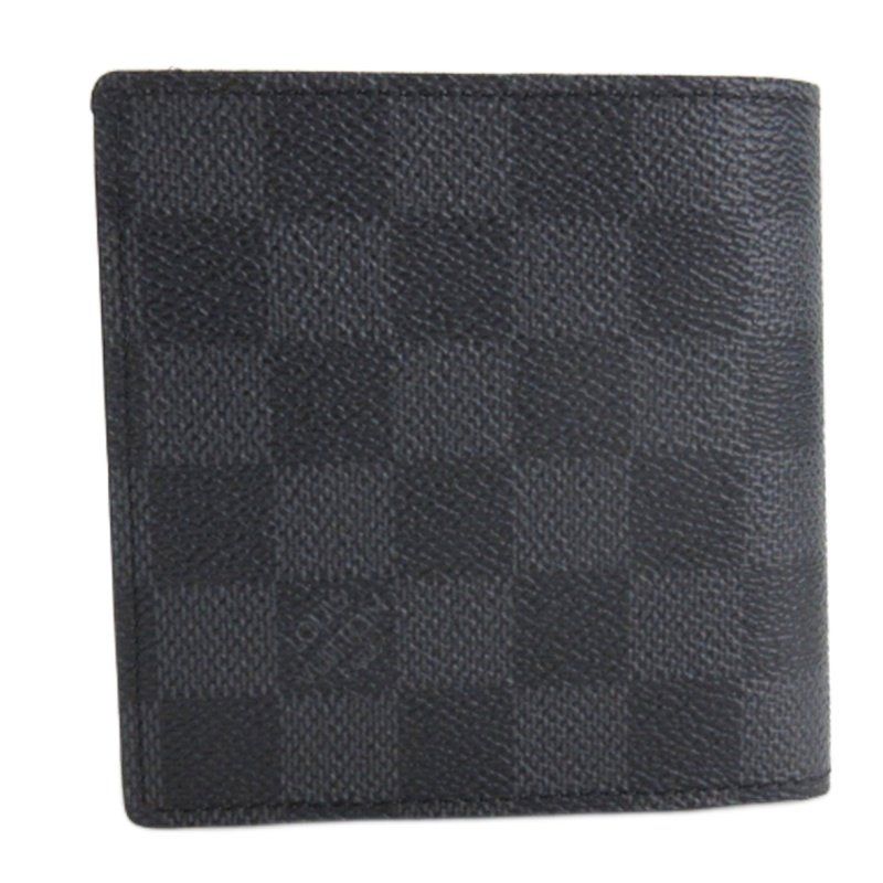 Louis Vuitton Damier Graphite Portefeuille Marco Bifold Wallet N62664 Black AA