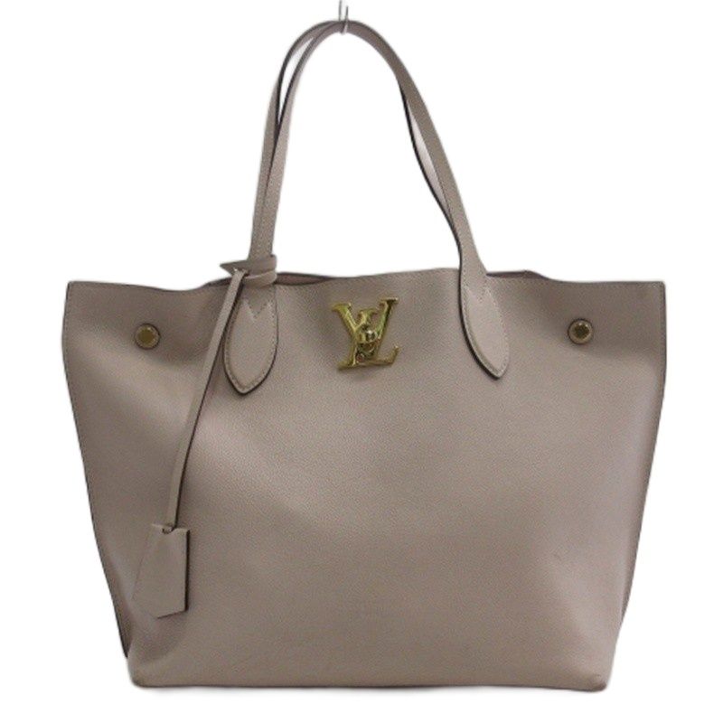 Louis Vuitton Lock Me Go Tote Bag Leather M56107 Beige