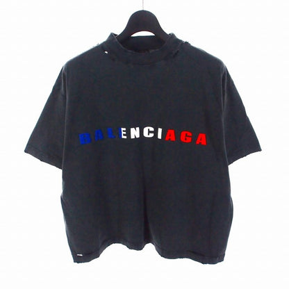 Balenciaga Damaged Cropped T-shirt Cut And Sewn Short Sleeve L Black