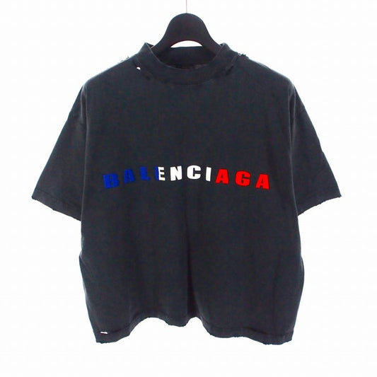 Balenciaga Damaged Cropped T-shirt Cut And Sewn Short Sleeve L Black