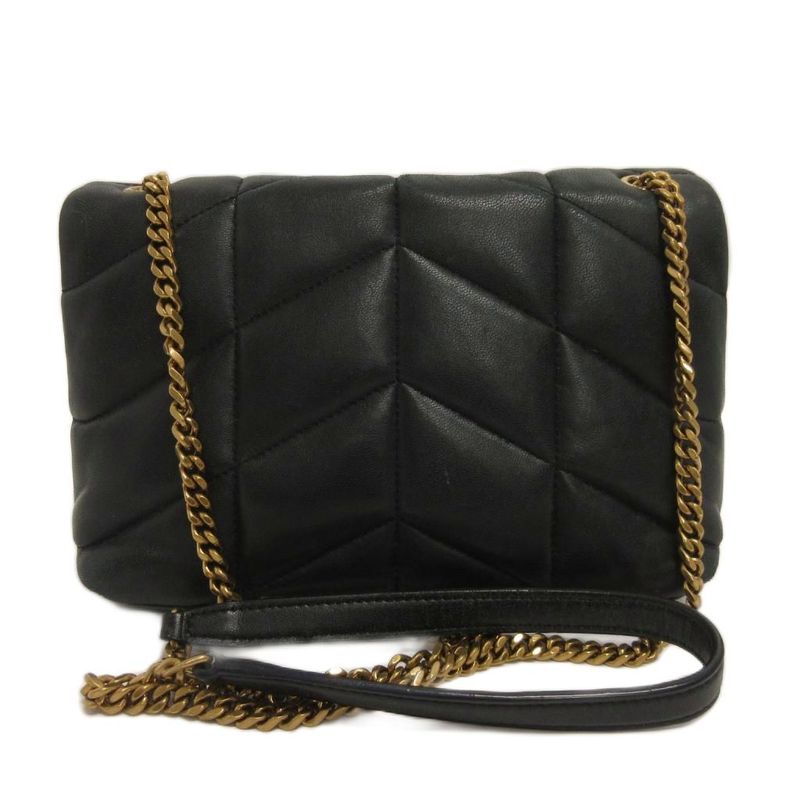 Saint Laurent Paris Lou Puffer Chain Shoulder Bag Lambskin Gue620333 Black