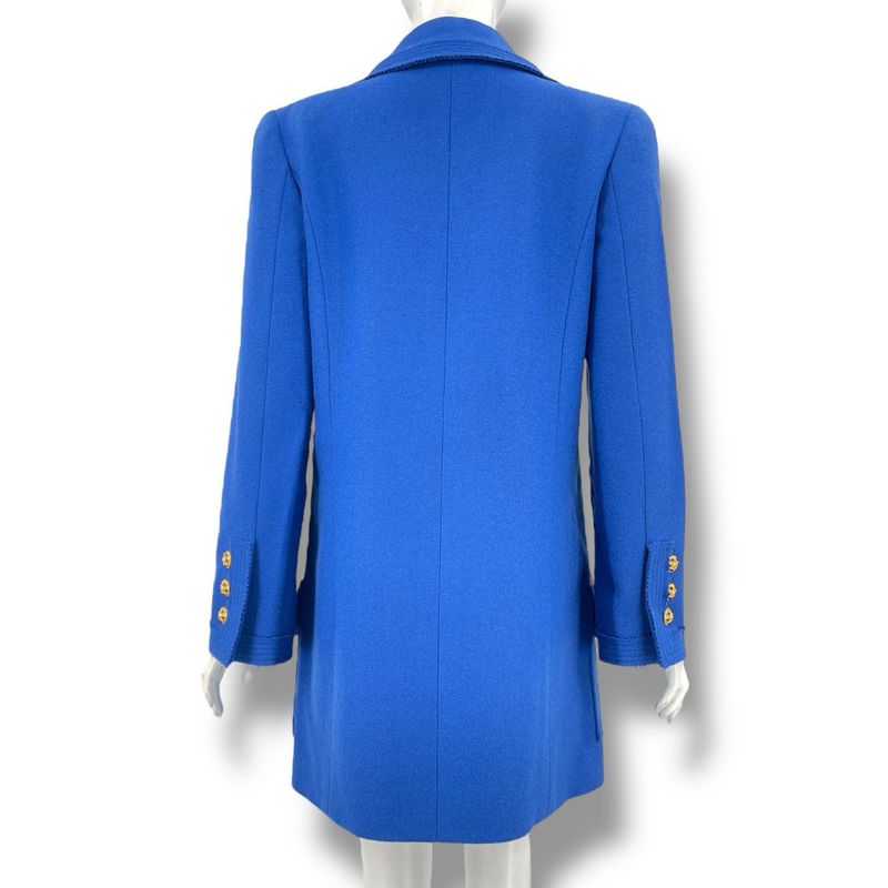 Chanel Coat 96a Wool Gripoix Vintage Jacket Blazer Coco Mark Blue Size 38