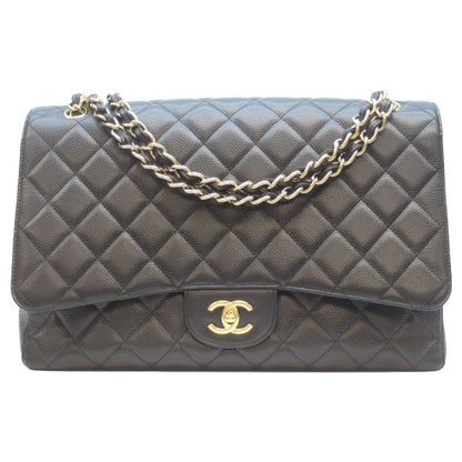 Chanel No 13 Black Caviar Ghardware Single Flap Deca Matrasse Maxi 34