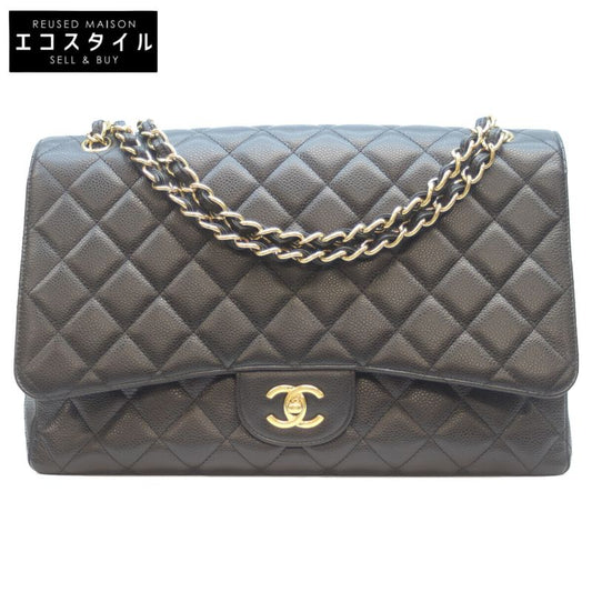 Chanel No 13 Black Caviar GHW Single Flap Deca Matrasse Maxi 34