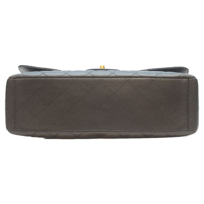 Chanel No 13 Black Caviar Ghardware Single Flap Deca Matrasse Maxi 34