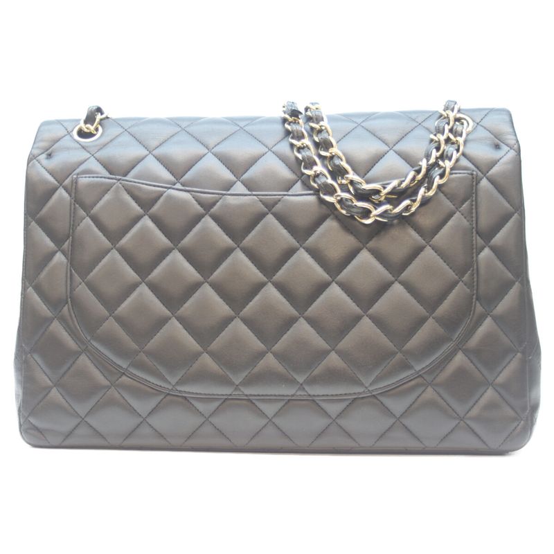 Chanel No 19 A58601 Black Lamb Ghardware W Flap Deca Matelasse Maxi 34