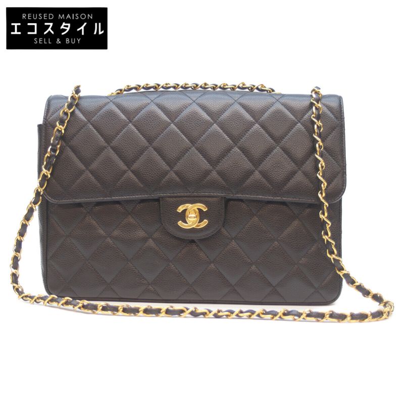Chanel No 18 Black Caviar GHW Deca Matelasse 30 Single Flap Chain