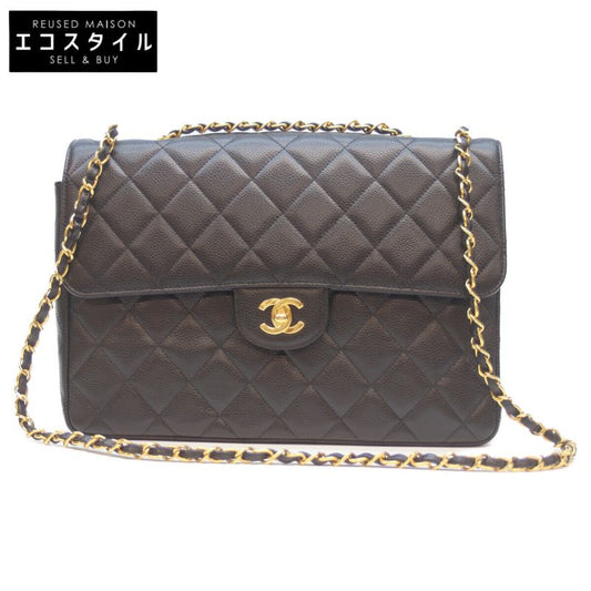 Chanel No 18 Black Caviar GHW Deca Matelasse 30 Single Flap Chain