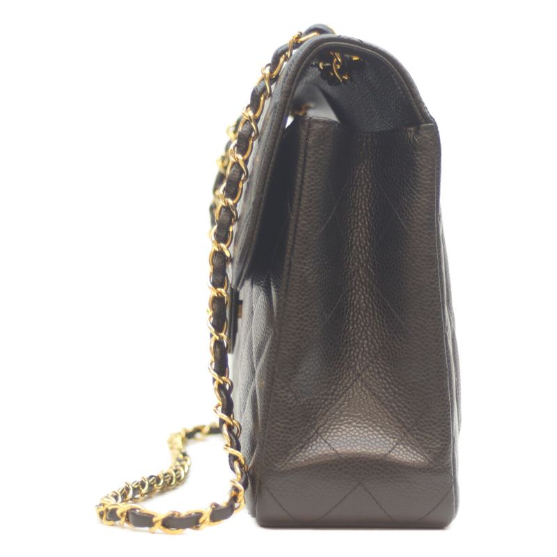 Chanel No 18 Black Caviar GHW Deca Matelasse 30 Single Flap Chain