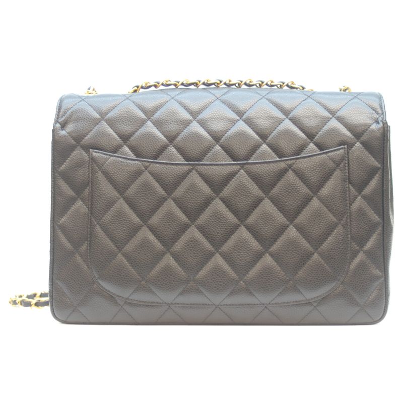 Chanel No 18 Black Caviar Ghardware Deca Matelasse 30 Single Flap Chain