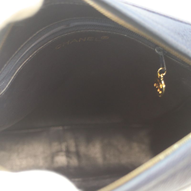 Chanel No 2 Navy Caviar Leather Pocket Coco Ball Square Chain Shoulder