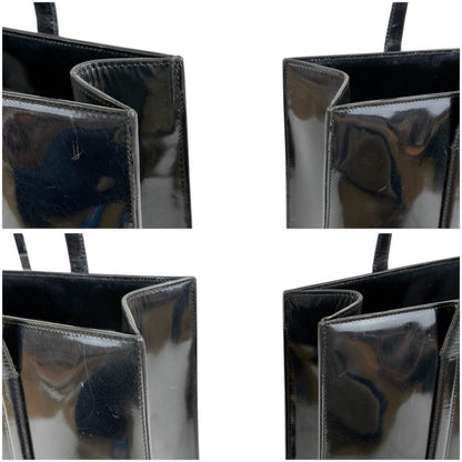 Prada Patent Leather Tote Bag Black Enamel Shoulder