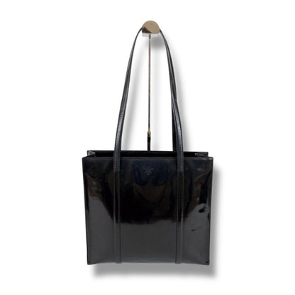 Prada Patent Leather Tote Bag Black Enamel Shoulder