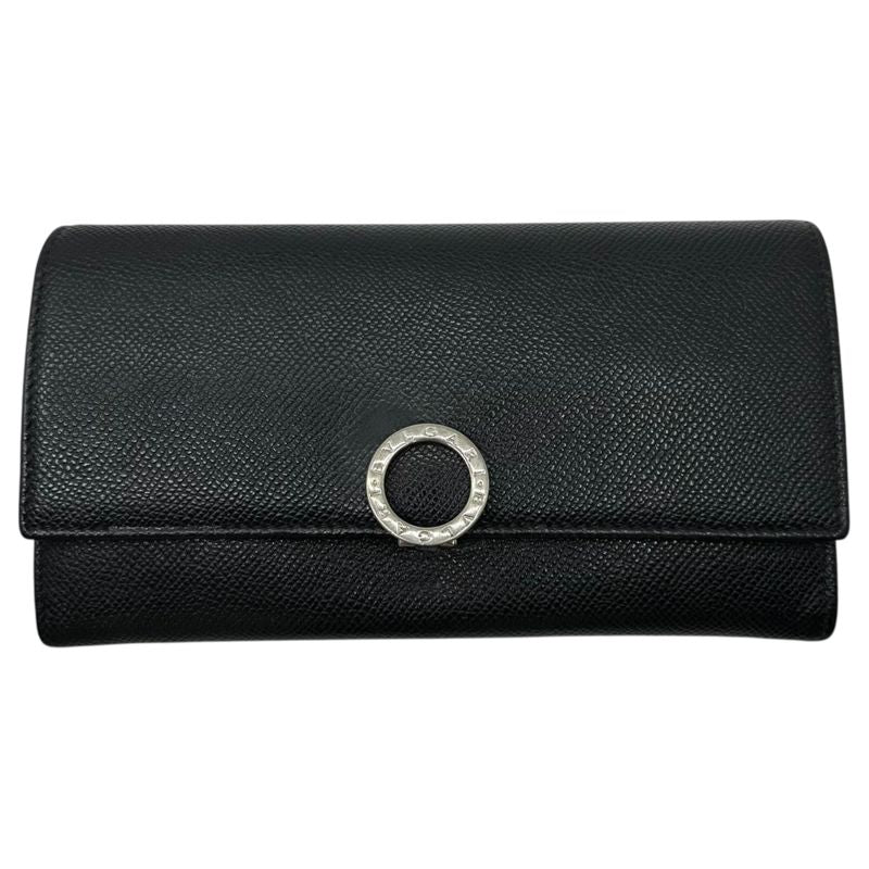 Bvlgari Logo Ring Leather Long Wallet Logo Ring Leather Long Wallet Black