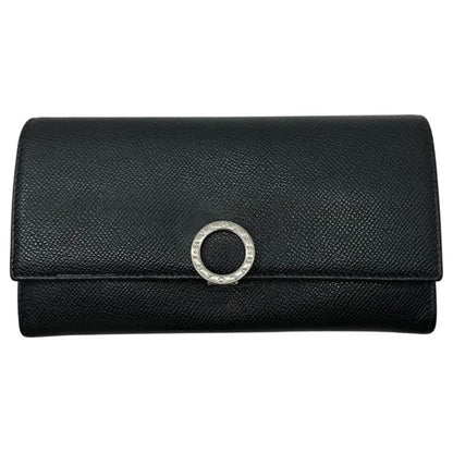 Bvlgari Logo Ring Leather Long Wallet Logo Ring Leather Long Wallet Black