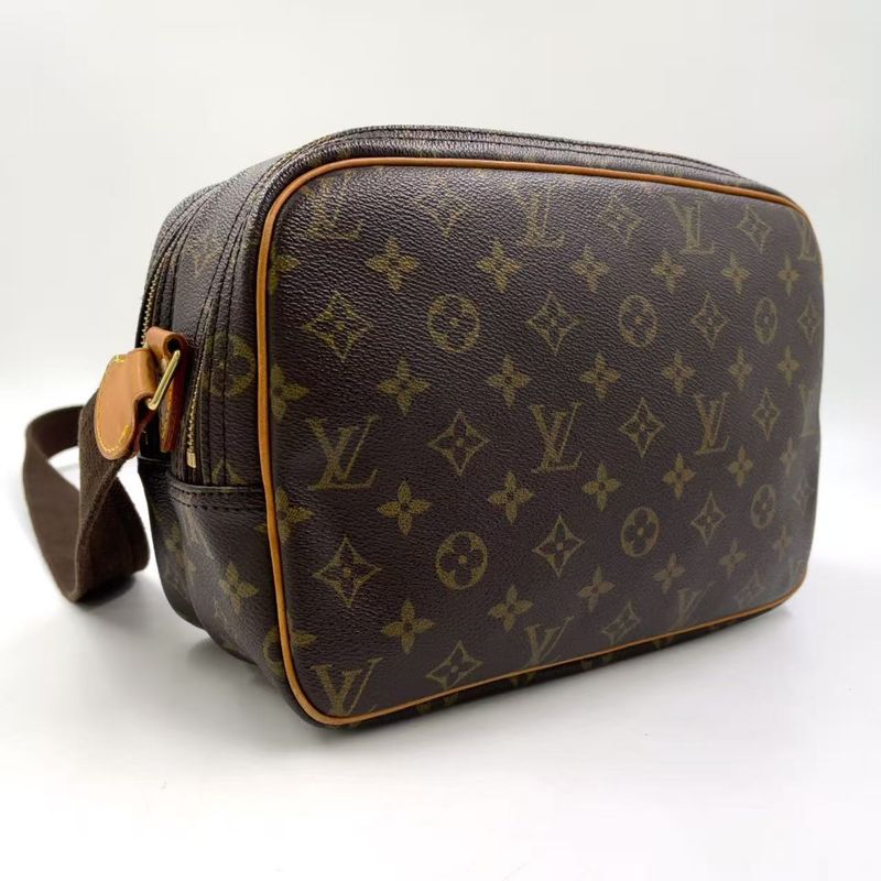 Louis Vuitton Reporter PM Monogram Leather × PVC Brown Shoulder Bag Gold M45254