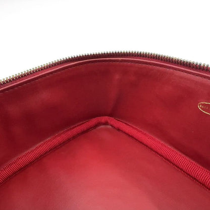 Chanel Coco Mark Vanity Pouch Serial No 3 Caviar Skin Red Handbag Gold