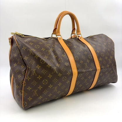 Louis Vuitton Keepall 55 Monogram Leather × PVC Brown Boston Bag Gold M41424