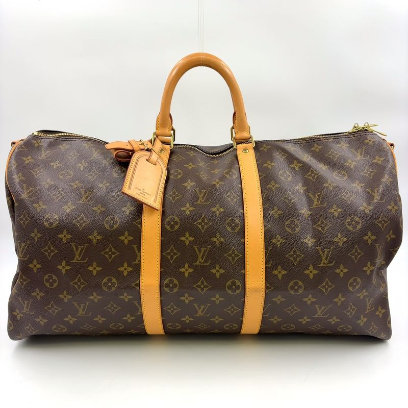 Louis Vuitton Keepall 55 Monogram Leather × PVC Brown Boston Bag Gold M41424