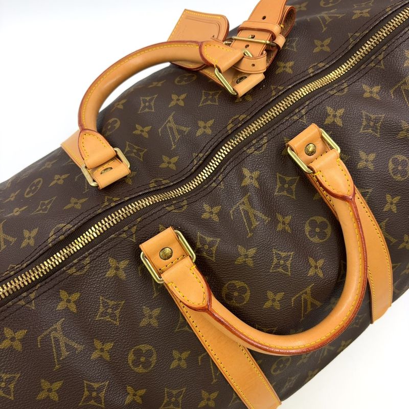 Louis Vuitton Keepall 55 Monogram Leather × PVC Brown Boston Bag Gold M41424