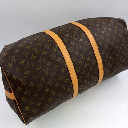 Louis Vuitton Keepall 55 Monogram Leather × PVC Brown Boston Bag Gold M41424