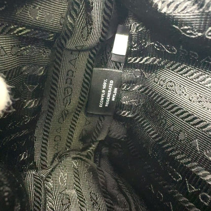 Prada Triangle Logo Plate 2WAY Nylon Black Shoulder Bag Silver