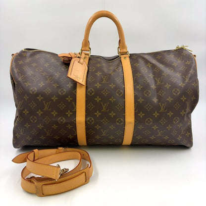 Louis Vuitton Keepall 55 Monogram Leather × PVC Brown Boston Bag Gold M41424