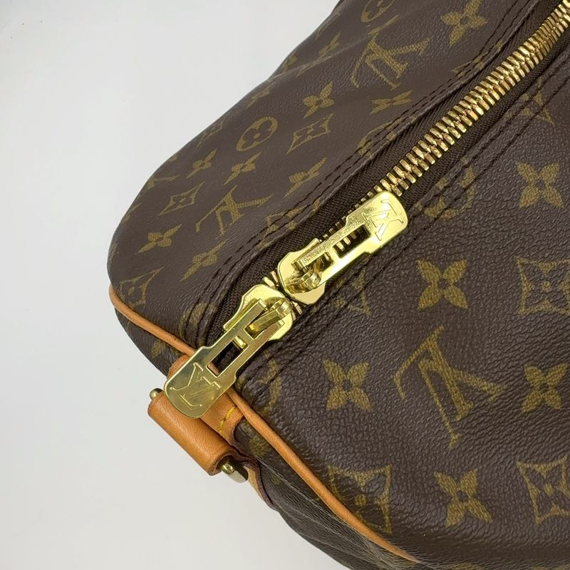 Louis Vuitton Keepall 55 Monogram Leather × PVC Brown Boston Bag Gold M41424