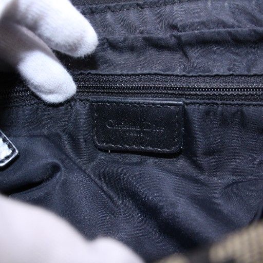 Christian DIOR Trotter Canvas Shoulder Bag Leather Switch Logo Bicolor Black