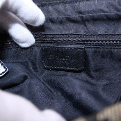 Christian DIOR Trotter Canvas Shoulder Bag Leather Switch Logo Bicolor Black
