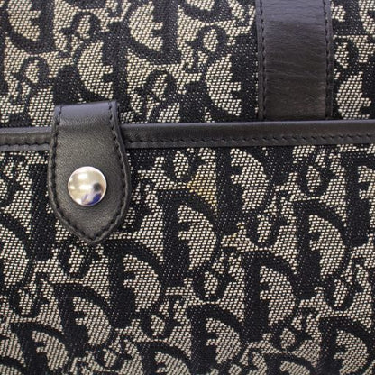 Christian DIOR Trotter Canvas Shoulder Bag Leather Switch Logo Bicolor Black