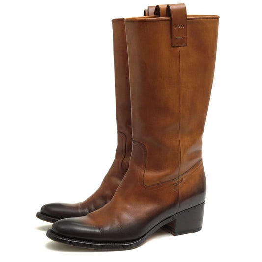 Gucci Long Boots Shoes Women Leather Genuine Brown 121952 Pecos Boots Leather