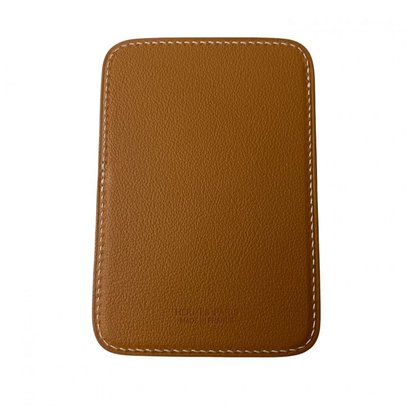 Unused Hermes Women's White Stitch Card Case B Engraved